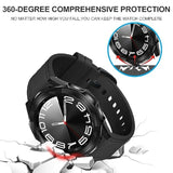 3 In 1 For Samsung Galaxy Watch 6 Classic 43Mm Case, Hd Tempered Glass Screen Protector, All-Around Protective Tpu Bumper Cover - Black