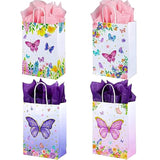 24 Pack Butterfly Gift Bags With Tissue Paper Bags With Handles, 8.7'' Small Gift Bag Party Bags For Kids Birthday, Mothers Day, Bridal Showers, Baby Showers