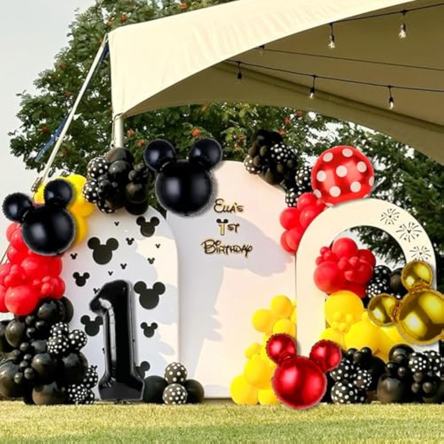 6 Pc Mouse 1st Birthday Decorations 40" Black ONE Foil Balloon for Baby Party