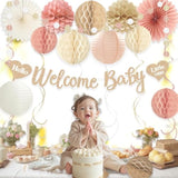 24-Pc Boho Baby Shower Décor Set for Girls with Banner & Hanging Accents