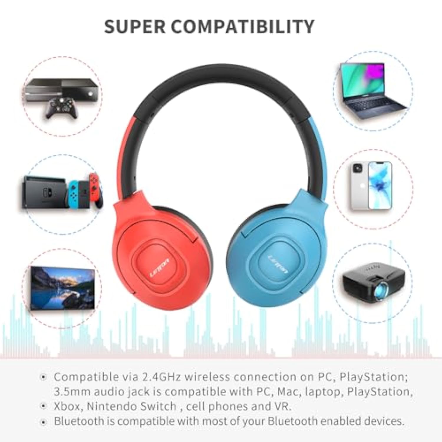 Wireless Nintendo Switch Headset With Mic,2.4Ghz Wireless Gaming Headphones - 7.1 Surround Sound Bluetooth Headphone With Ai Noise Cancellation Microphone For Pc Computer Laptop Xbox Ps4 Ps5