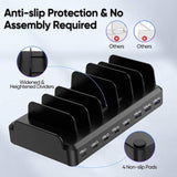 280W Usb C Charging Station For Multiple Devices, 8 Port Multi Device Fast Charging Station For Macbook Iphone 15 Phone Ipad Tablets Black (6 Mixed Short Cables Included)