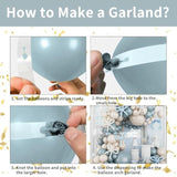 Dusty Baby Blue Balloon Arch Garland Kit,Ivory White Retro Blue Bow Balloons Garland Kit Long Balloon As Bow Decor For Boy Baby Bridal Shower Birthday Wedding Party Decorations