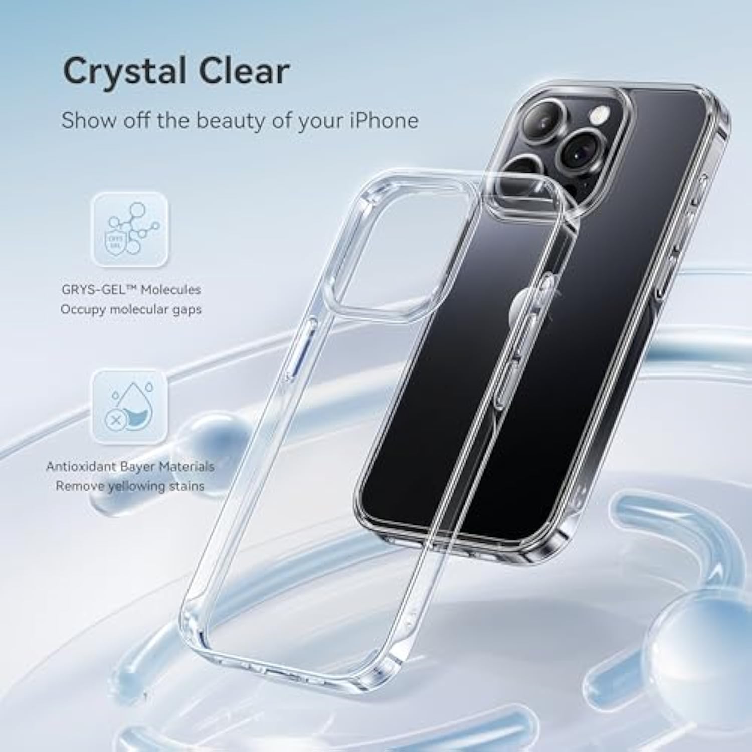 For 14 Pro Case Crystal Clear, [Never Yellow Technology] [10Ft Mil-Grade Protection] Transparent Slim Cover Women Men Slim 14 Pro Phone Case 6.1 In, Clear