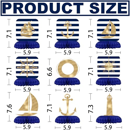 Nautical Party Decorations - Nautical Honeycomb Centerpieces for Kids'Nautical Birthday and Baby Shower Table Decor