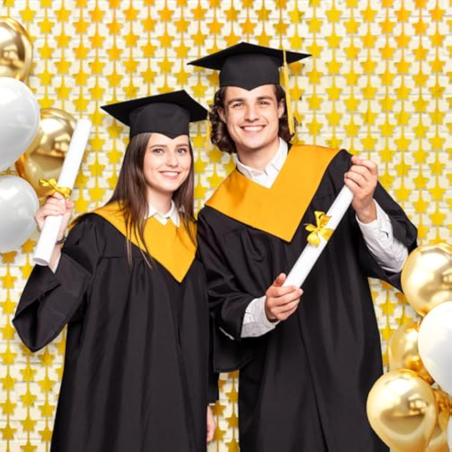 2 Pack Gold Stars Birthday Decorations 3.3X6.6 Ft, Golden Party Backdrop Foil Fringe Curtains, Streamers Congrats Photo Booth Props For Birthday Celebration Awards Graduation New Years 2026