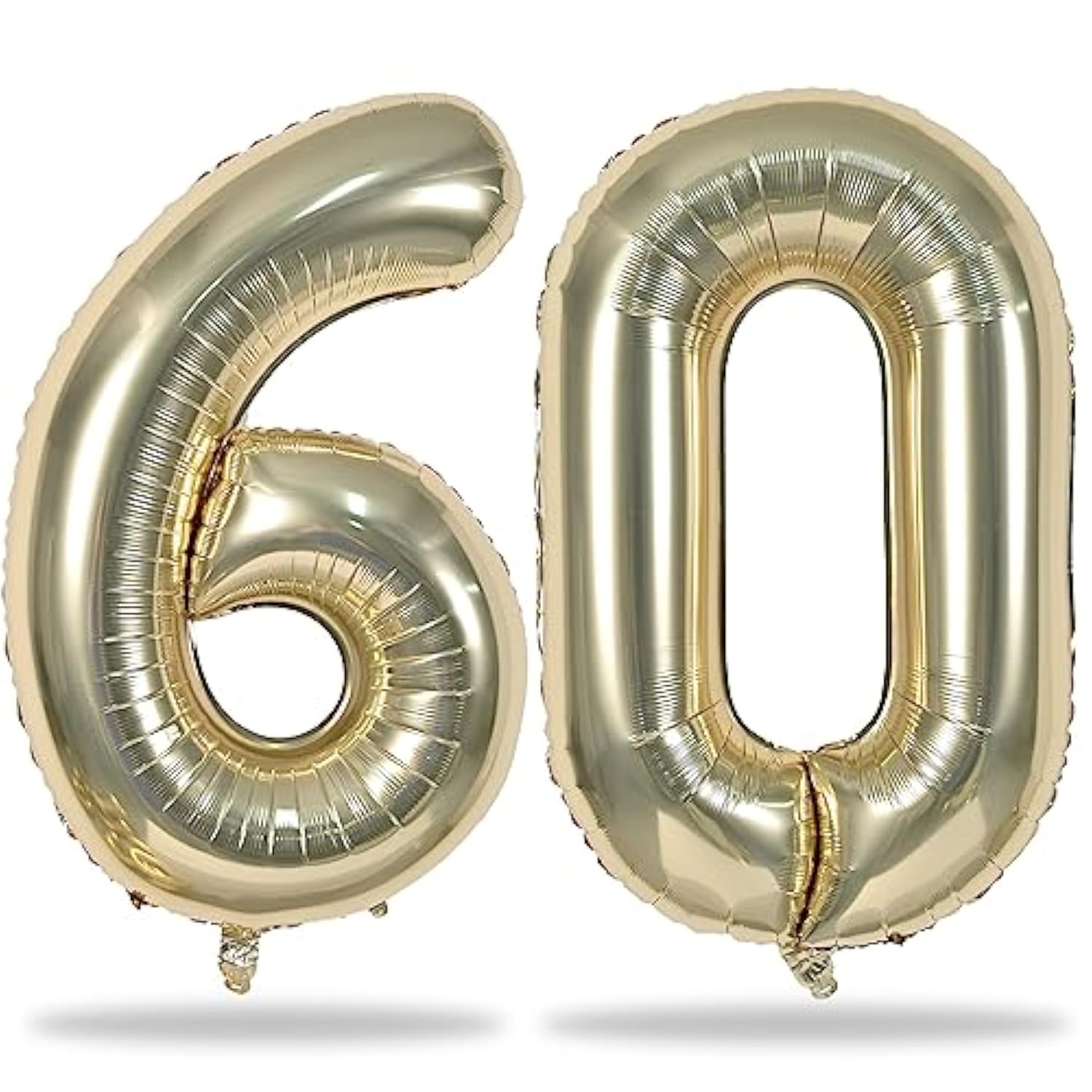 60Th Birthday Balloons Champagne Gold For Women, 40 Inch Giant Foil Number 60 Balloons Self Inflating, Light Gold Digit 6 & 0 Helium Balloons For Men 60Th Anniversary Party Decorations Supplies