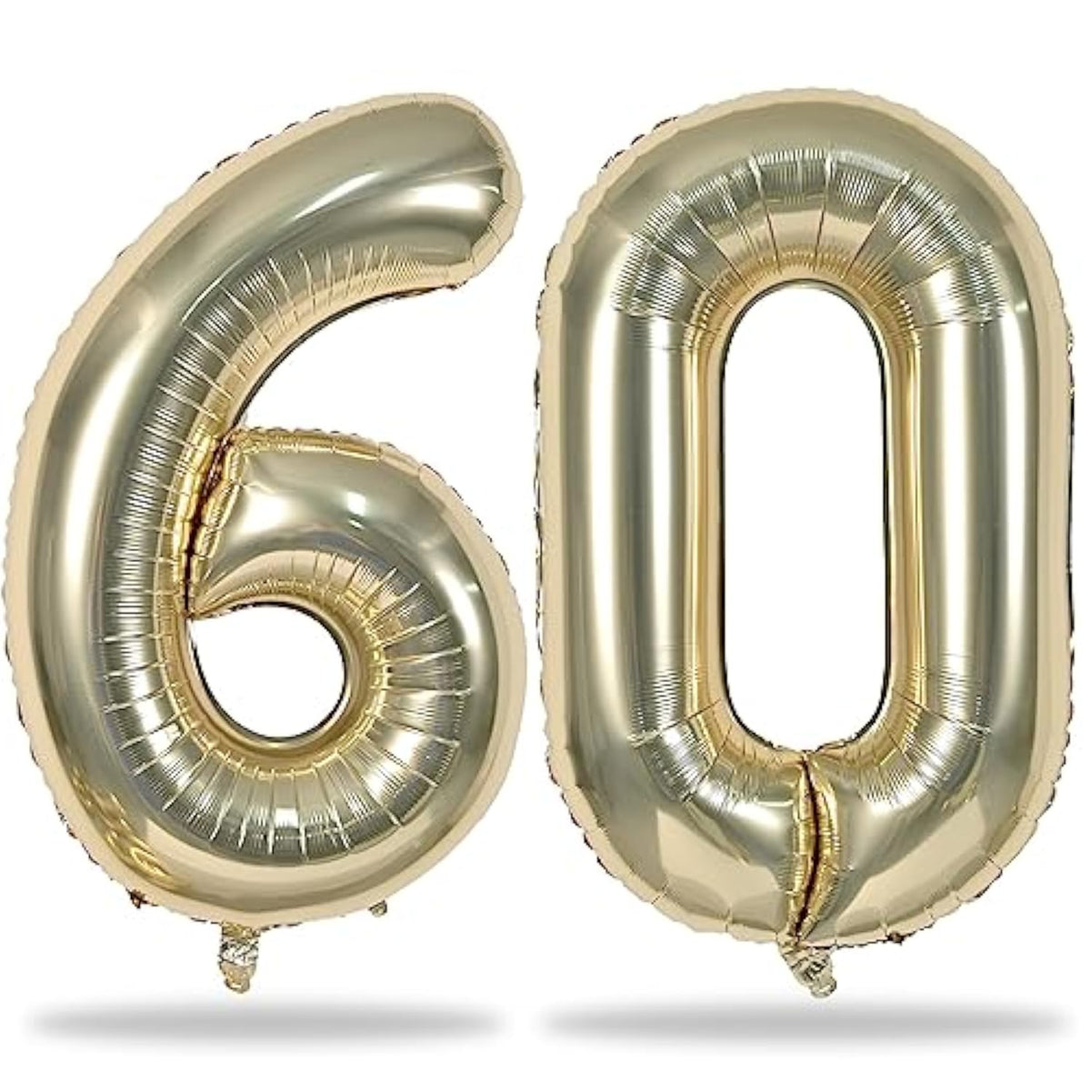 60Th Birthday Balloons Champagne Gold For Women, 40 Inch Giant Foil Number 60 Balloons Self Inflating, Light Gold Digit 6 & 0 Helium Balloons For Men 60Th Anniversary Party Decorations Supplies