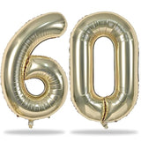 60Th Birthday Balloons Champagne Gold For Women, 40 Inch Giant Foil Number 60 Balloons Self Inflating, Light Gold Digit 6 & 0 Helium Balloons For Men 60Th Anniversary Party Decorations Supplies