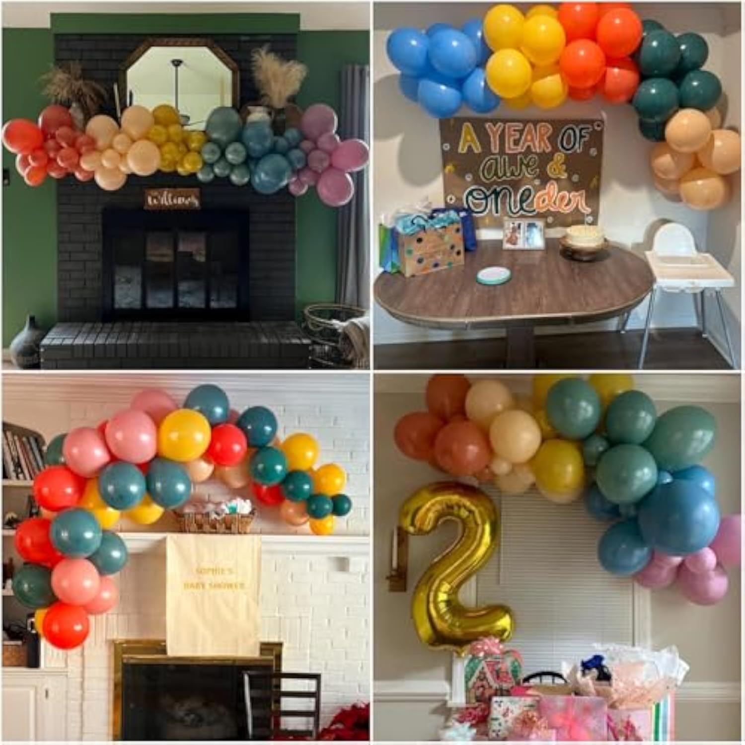 60pcs Rainbow Latex Balloons, 12inch Assorted Colors for Boho Birthday Decor