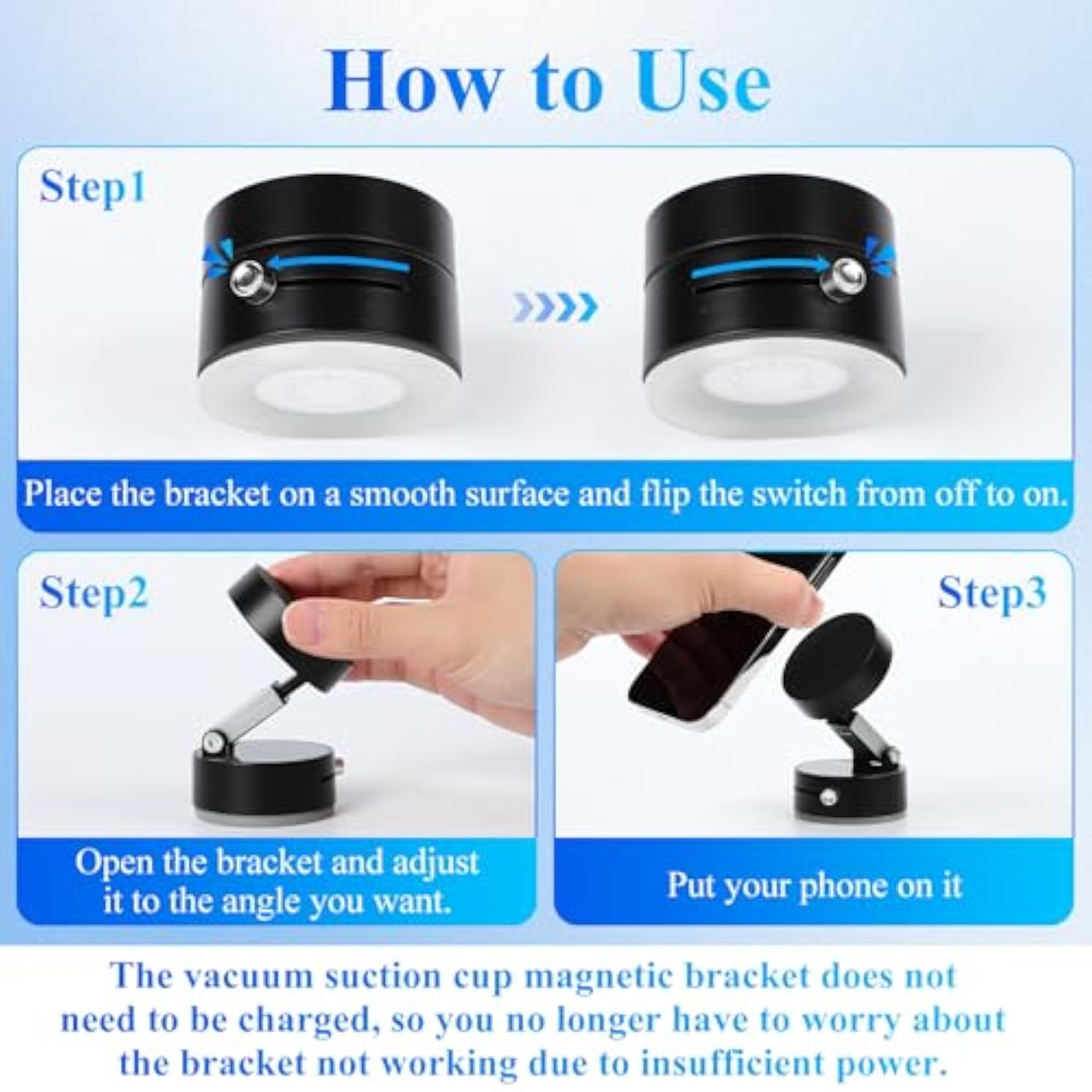 Mobile Phone Vacuum Suction Cup Holder Foldable,Multifunctional Vacuum Suction Phone Holder,Vacuum Suction Car Phone Mount For Iphone16/15/14/13/12,Car/Mirror/Gym (Black)