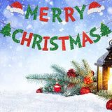 Merry Christmas Banner, Glittery Christmas Decorations Banners Winter Holiday Garland Photo Props Banner For Party Home Decorations