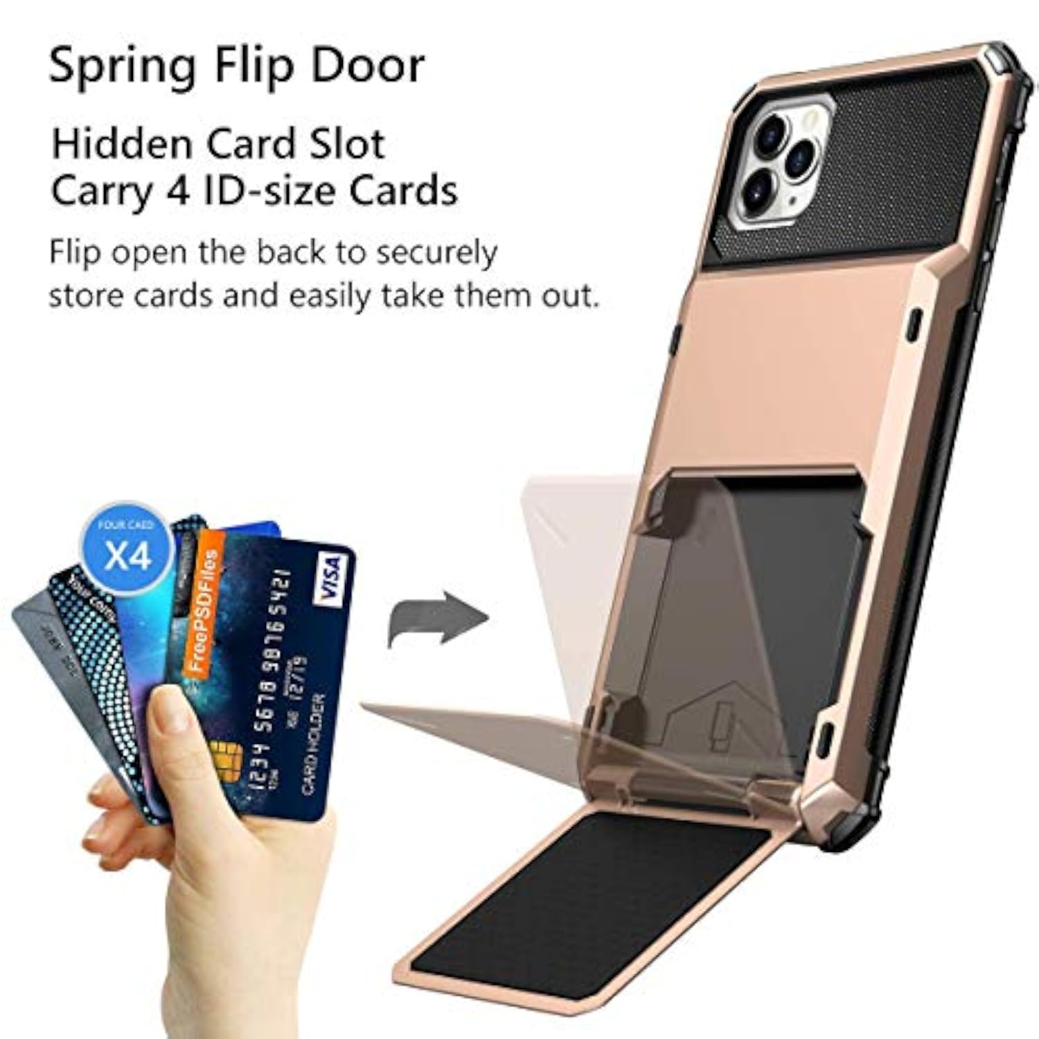 Rose Gold iPhone 11 Pro Case with Card Holder and Wallet Function