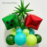 138 Pcs Video Game Balloon Arch Kit Green & Blue Pixel, TNT Cube for Gamer Party