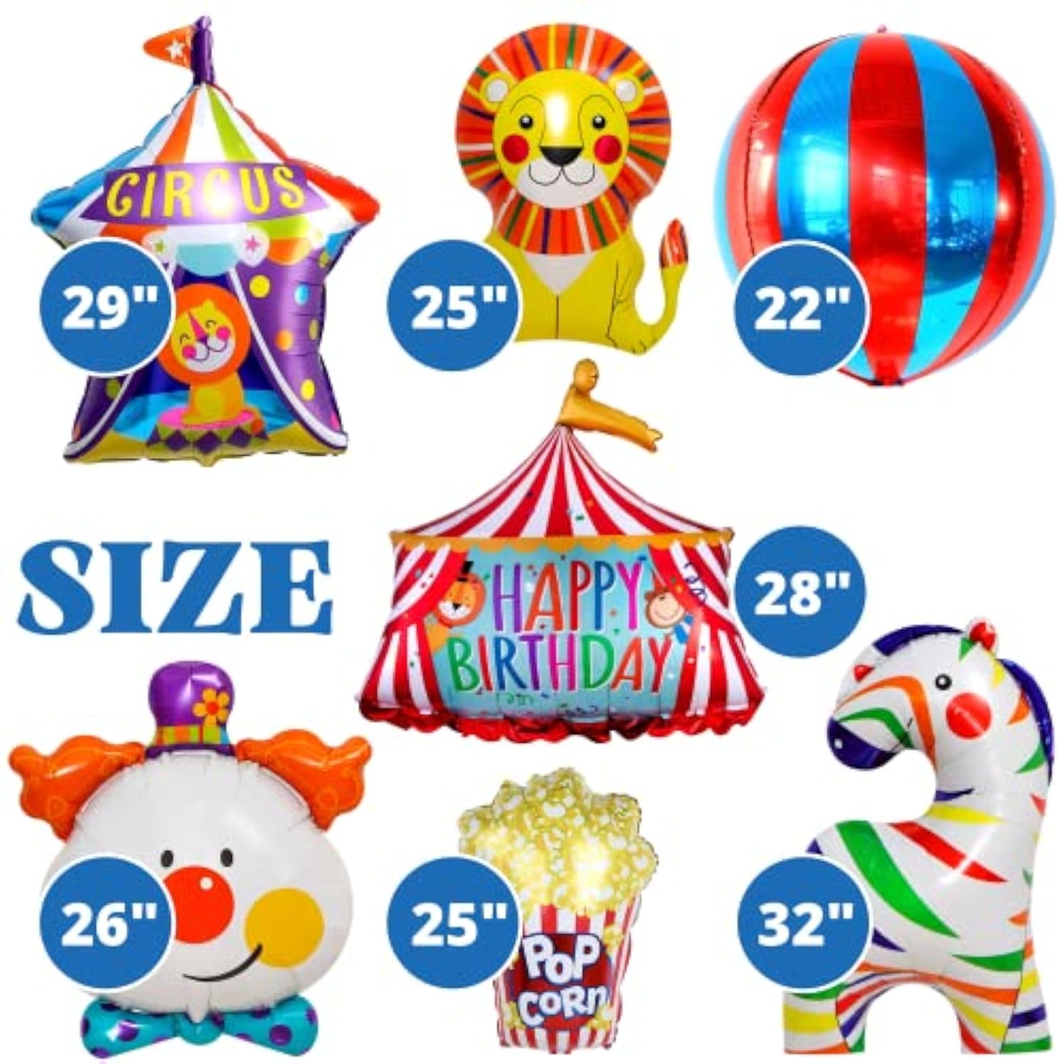 9Pcs Carnival Foil Balloons Animal Carnival Theme Party Decorations Circus Balloon Bouquet For Birthday Party Decorations Circus Decorations Festival Party