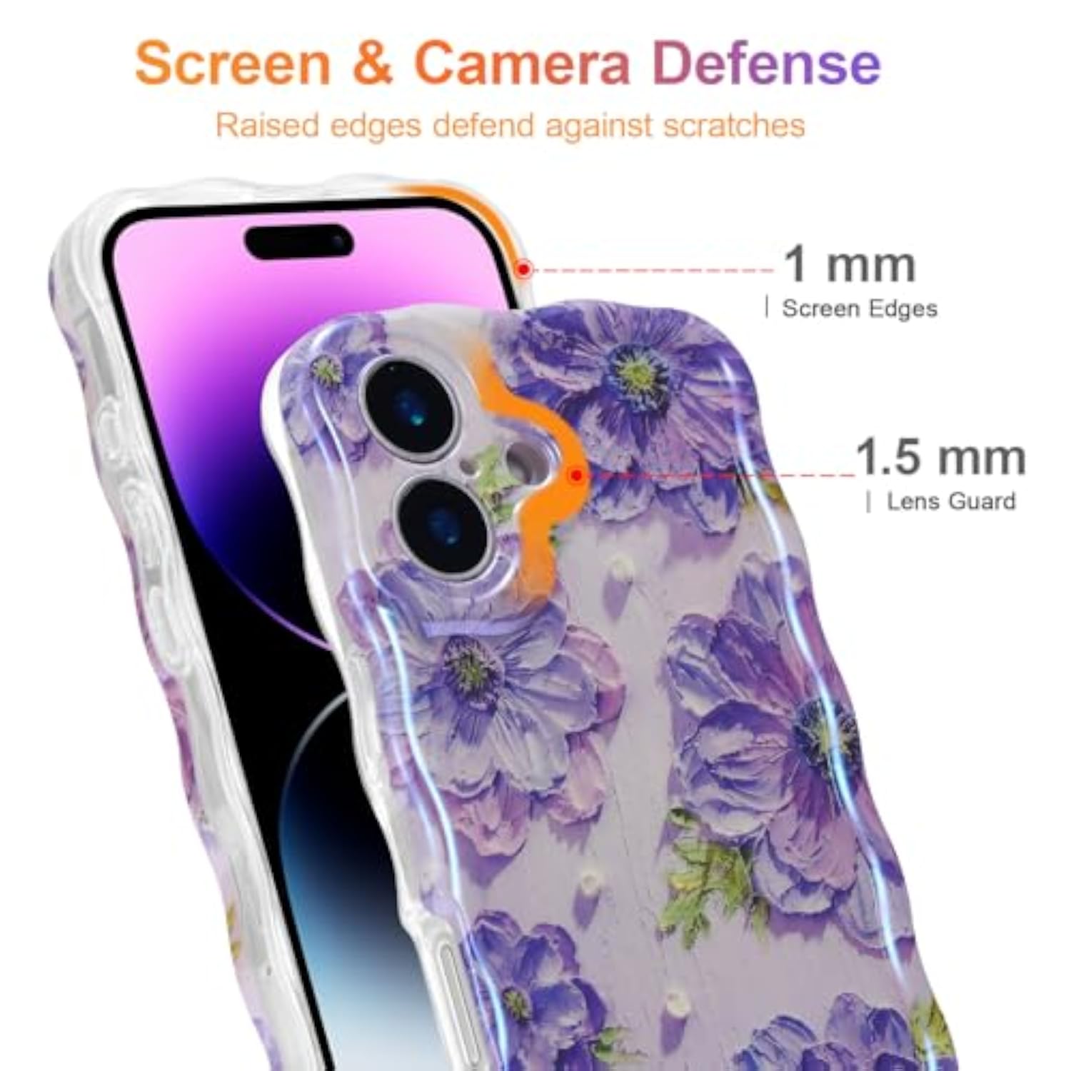Colorful Retro Oil Painting Flower Phone Case for iPhone 17, Purple