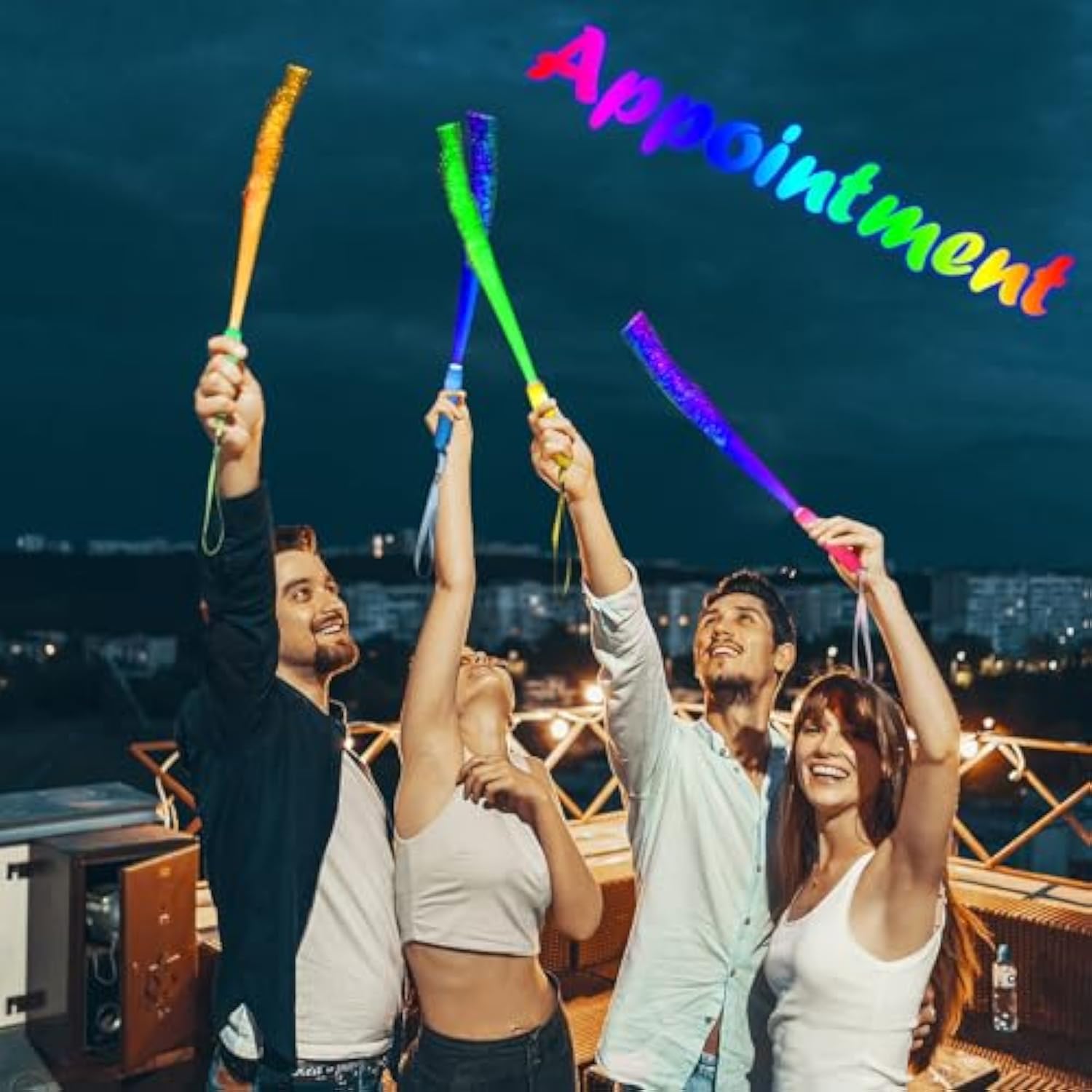 25-Pack Glow Fiber Wand Sticks with 3 Flashing Modes for Parties