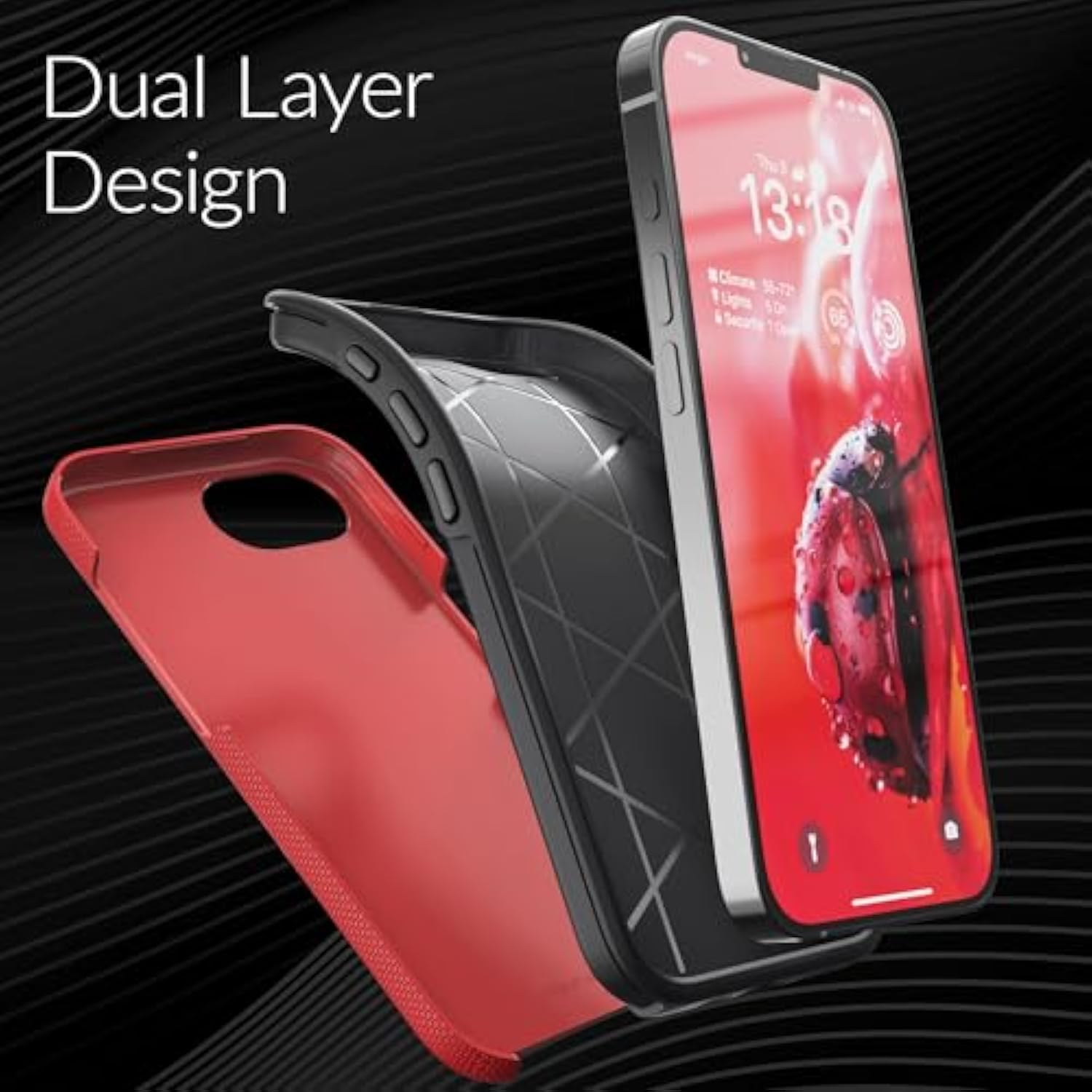 Crave Dual Guard Compatible With 16E Case, Shockproof Protection Dual Layer Case For 16E (6.1") - Red