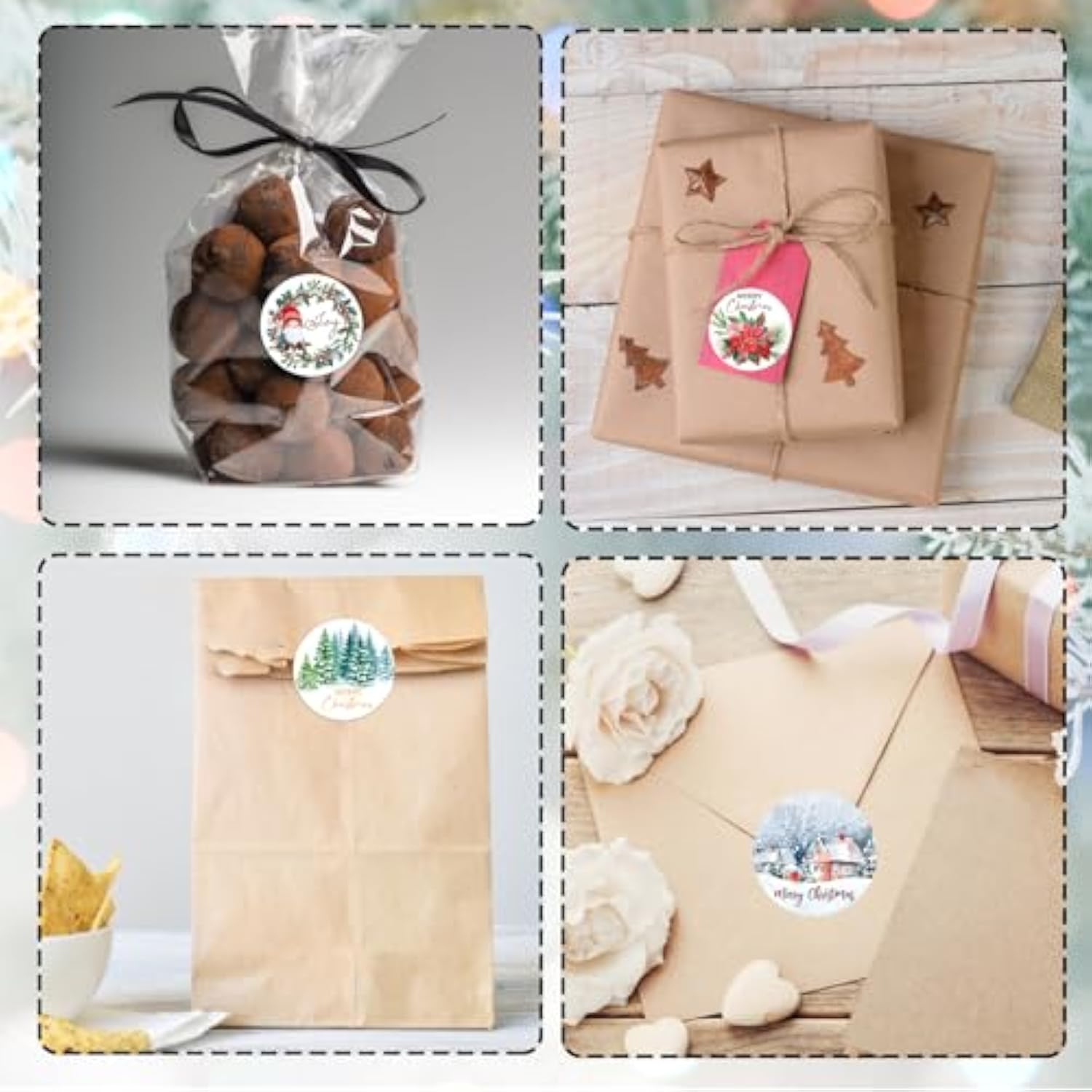 1000 Pcs Christmas Stickers For Envelopes,1.5 Inch Round Christmas Stickers For Crafts,Xmas Envelope Seal Cards Gift Stickers,8 Designs