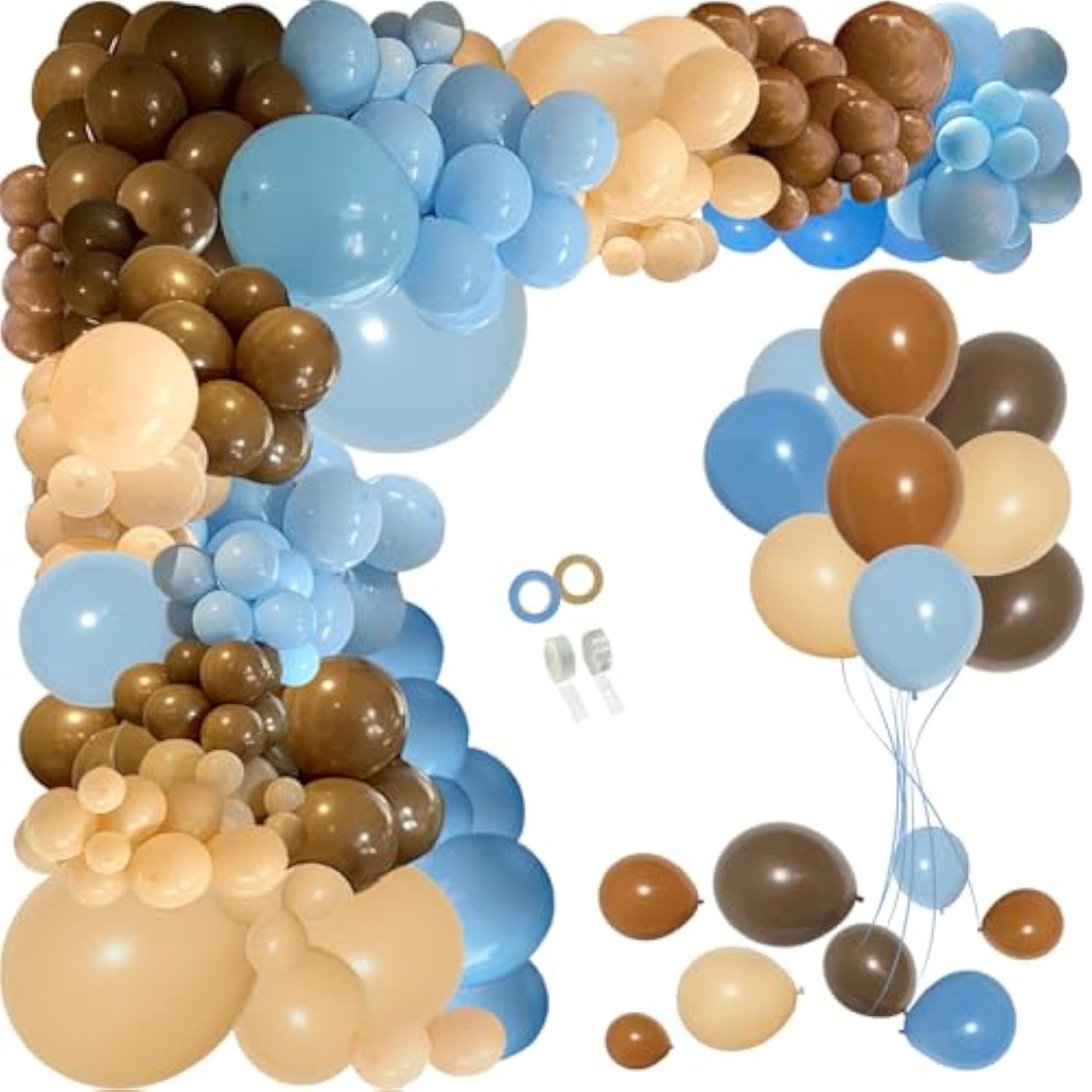 Boho Blue & Coffee Balloon Garland Kit: Teddy Bear Shower Decor