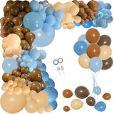 Boho Blue & Coffee Balloon Garland Kit: Teddy Bear Shower Decor