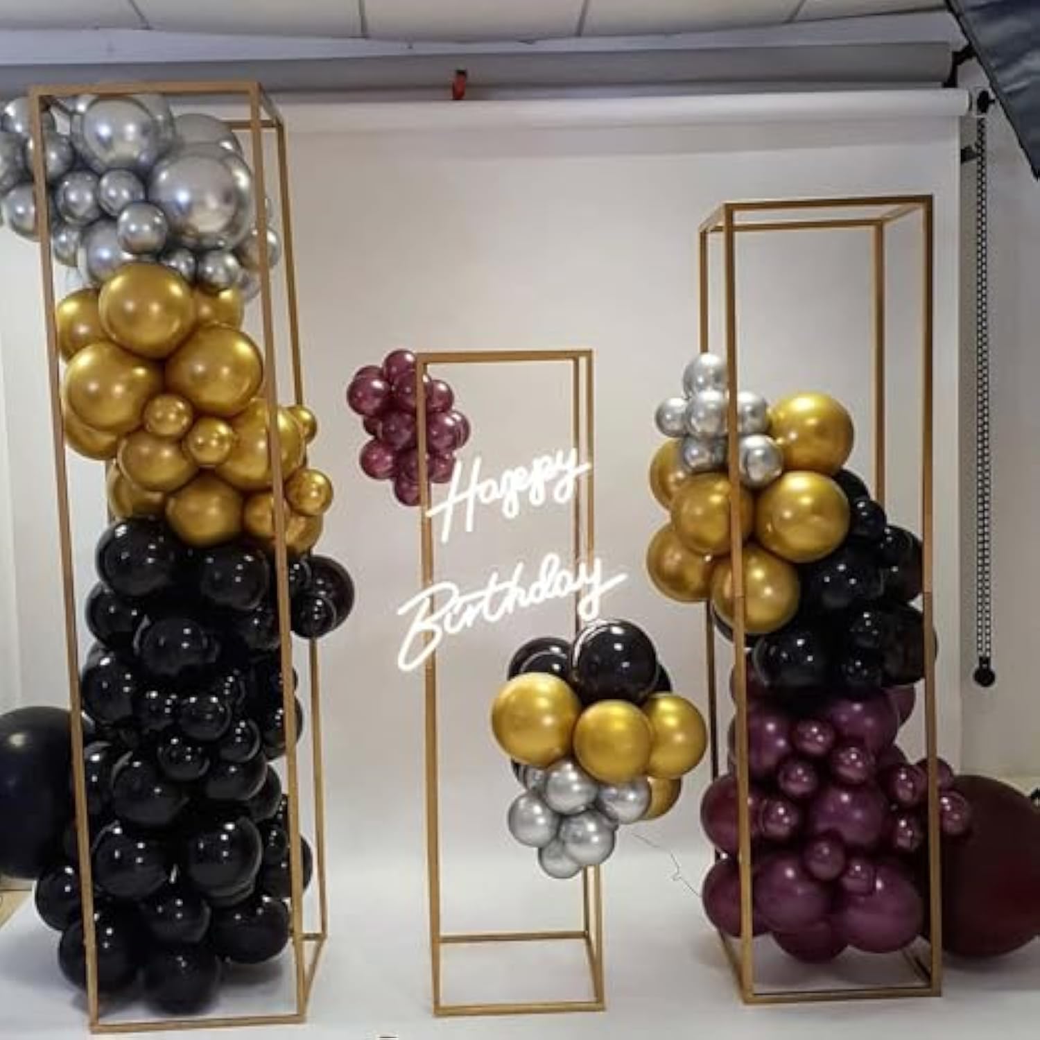 Burgundy Black Silver Balloon Set for Birthday Wedding Bridal Shower Parties