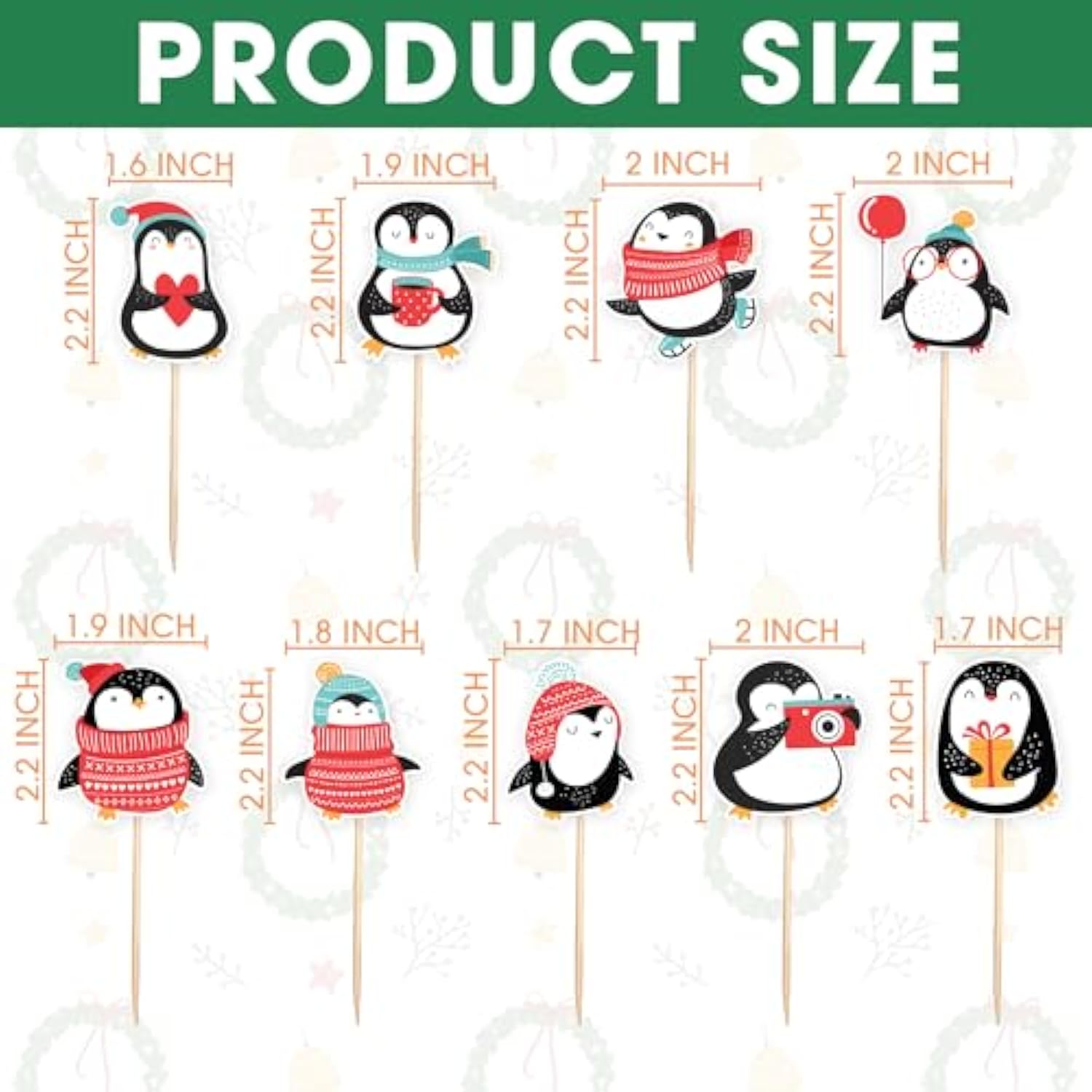 36-Piece Cute Penguin Cupcake Toppers for Birthday and Holiday Party Decor