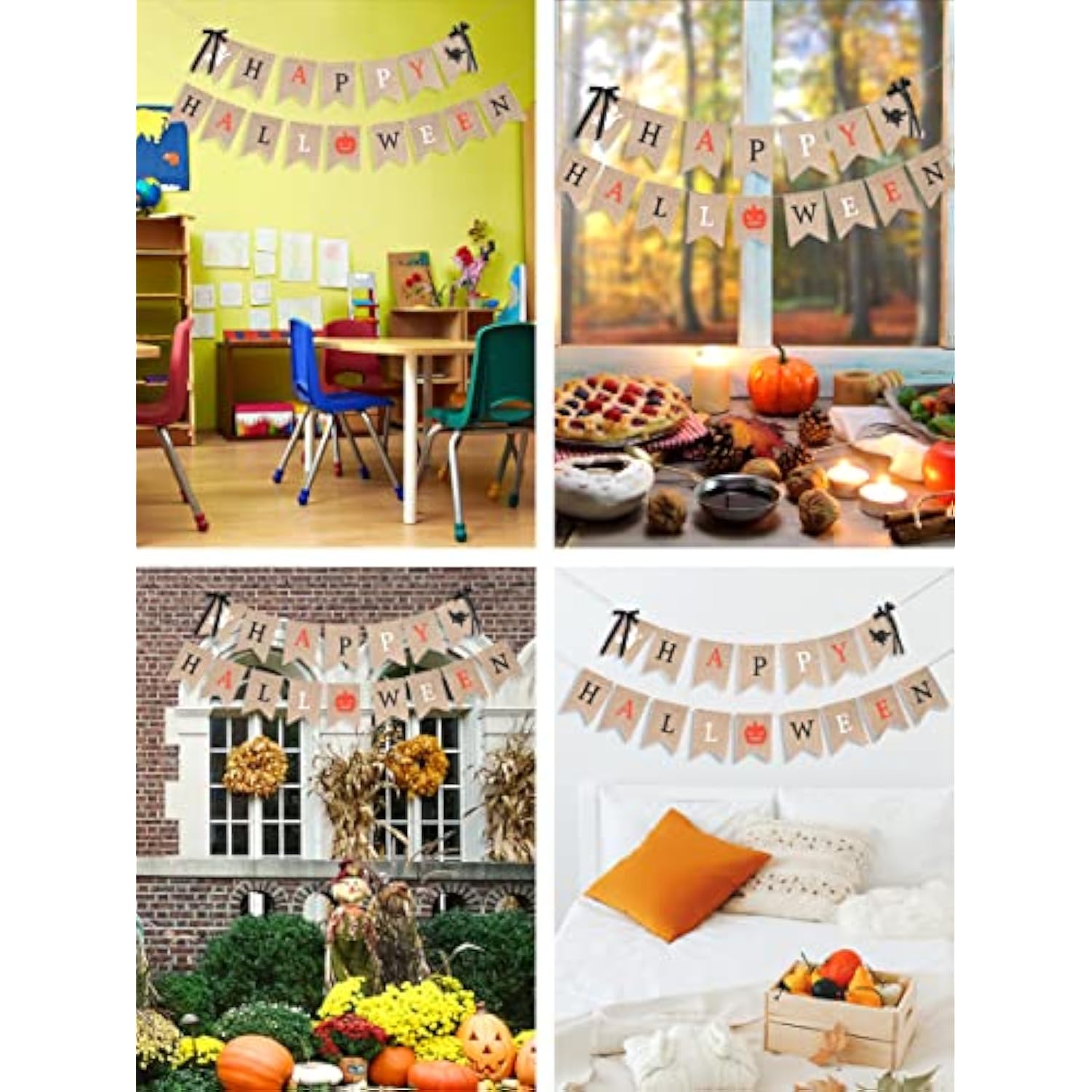 Happy Halloween Banner Garland Decorations Indoor Outdoor Office Mantle Party Decor