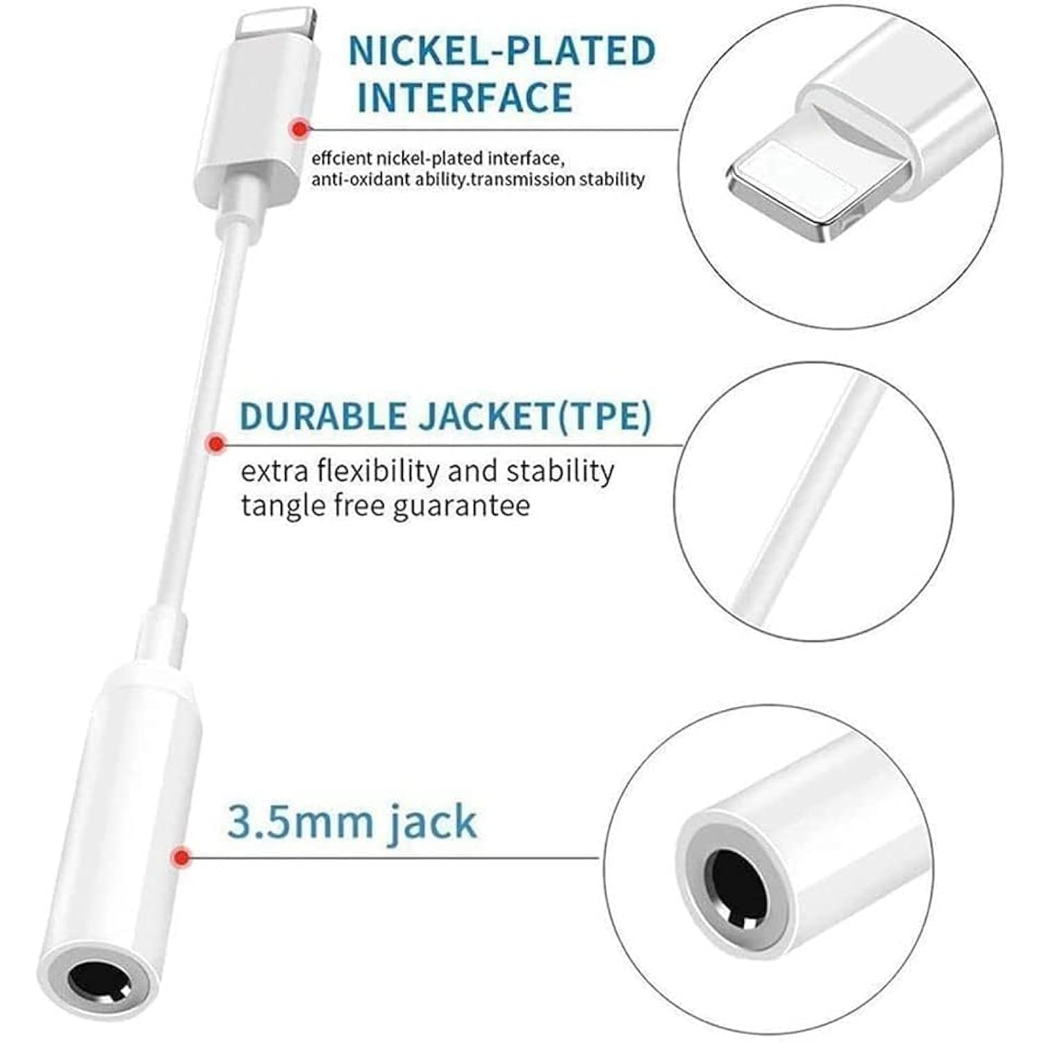 2 Pack Headphones Adapter, 3.5 Mm Headphone/Earphone Jack Audio Aux Adapter Dongle Compatible With Iphone 14 13 12 11 Pro Xr Xs Max X 8 7 6S Plus