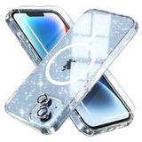 Magnetic Case For Iphone 14 Case, Women Clear Glitter Bling Sparkly Case, [2Xdiamond Camera Lens Protectors] [2Xtempered Glass Screen Protectors] [Compatible Magsafe] (Glitter Clear)