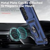 For Samsung Galaxy S25 Fe Case,With Screen Protectors And Camera Cover,[Military Grade] 16Ft.Drop Tested Cover With Magnetic Kickstand Protective Case For Galaxy S25 Fe, Blue