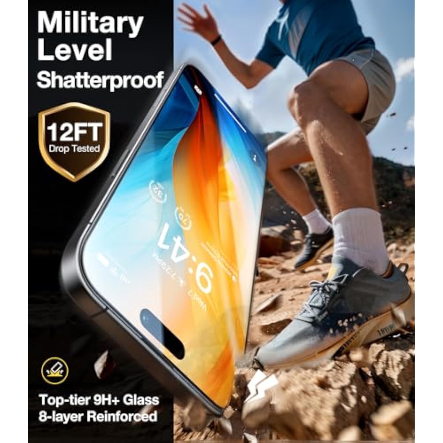2-Pack Unbreakable 9H+ Screen Protector for iPhone 16 Plus, 12FT Drop, Full Coverage, Durable