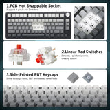 75% Wireless Mechanical Gaming Keyboard, Bluetooth/2.4G/Usb Wired, Creamy Sound, Rgb Backlit, Hot Swappable Pre-Lubed Linear Switches, Volume Knob, Custom Gasket Structure For Win/Mac, White