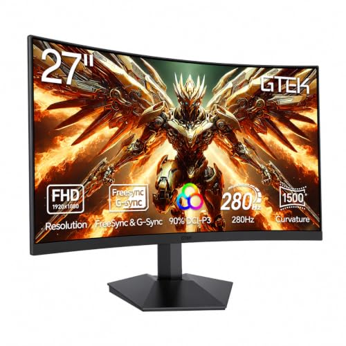 27 Inch Curved 280Hz 240Hz Gaming Monitor Fhd 1080P, 1500R Curve Computer Monitor, 1920 X 1080P, Va 1Ms Mprt,Freesync, Displayport/Hdmi, For Gaming, Streaming & Home Office