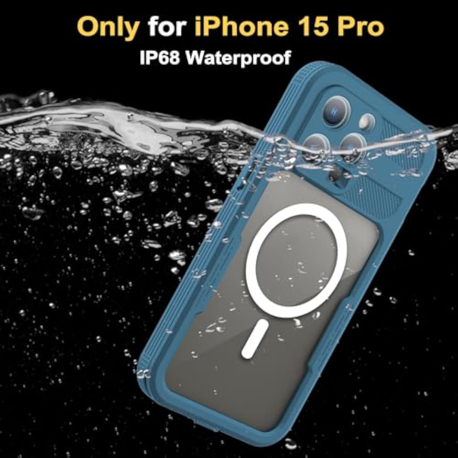 Phone Case Compatible With Iphone 15 Pro,Magnetic Waterproof Dropproof Dirtproof Snowproof Anti-Scratch Heavy Duty Full Body Protect Built In Screen Protector Rugged 6.1 Inches