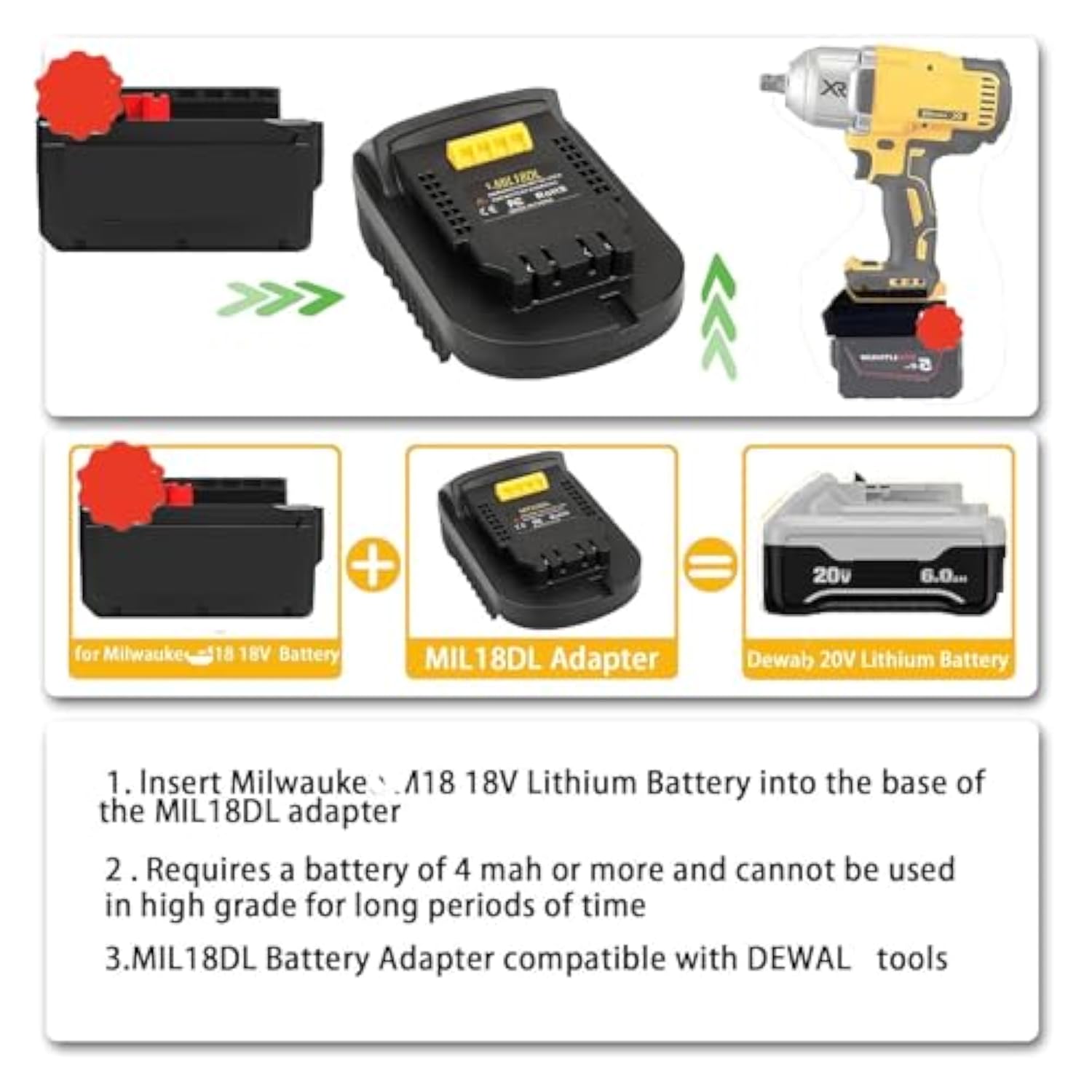 Battery Adapter Converter For Milwaukee To For Dewalt Battery?For Milwaukee M18 18V Lithium Battery Convert To For Dewalt 18V 20V Lithium Batteries, Converter For Dewalt 18V-20V Cordless Power Tools