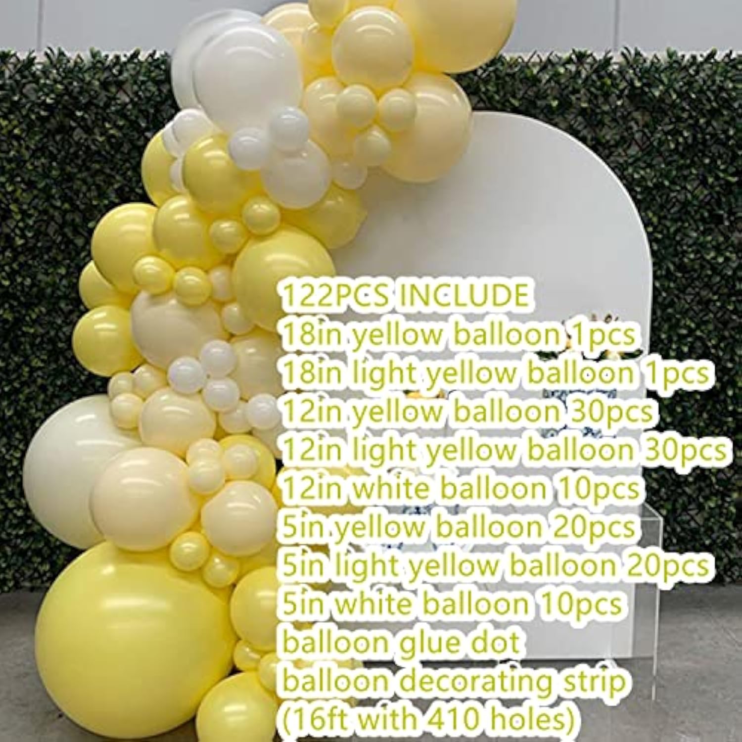 Yellow Balloon Arch Garland Kit-White Balloon 122Pcs For Graduation,Birthday,Easter,Baby Shower,Christmas,Fiesta Party Decoration.