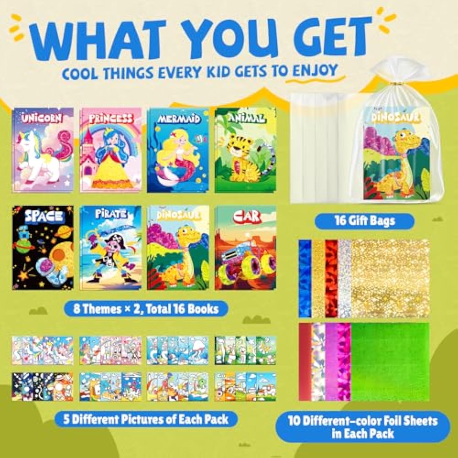 16-Pack Foil Art and Craft Books for Kids Birthday Favors and Travel