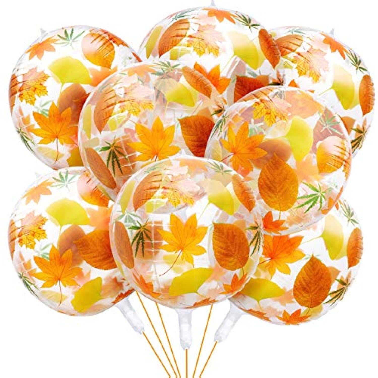 8pcs Fall Maple Leaf Balloons 22 Inch Round 4D Balloons for Thanksgiving Party Decor