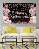 Happy Retirement Banner for Women (Rose Gold, 70.8x43.3 inch)