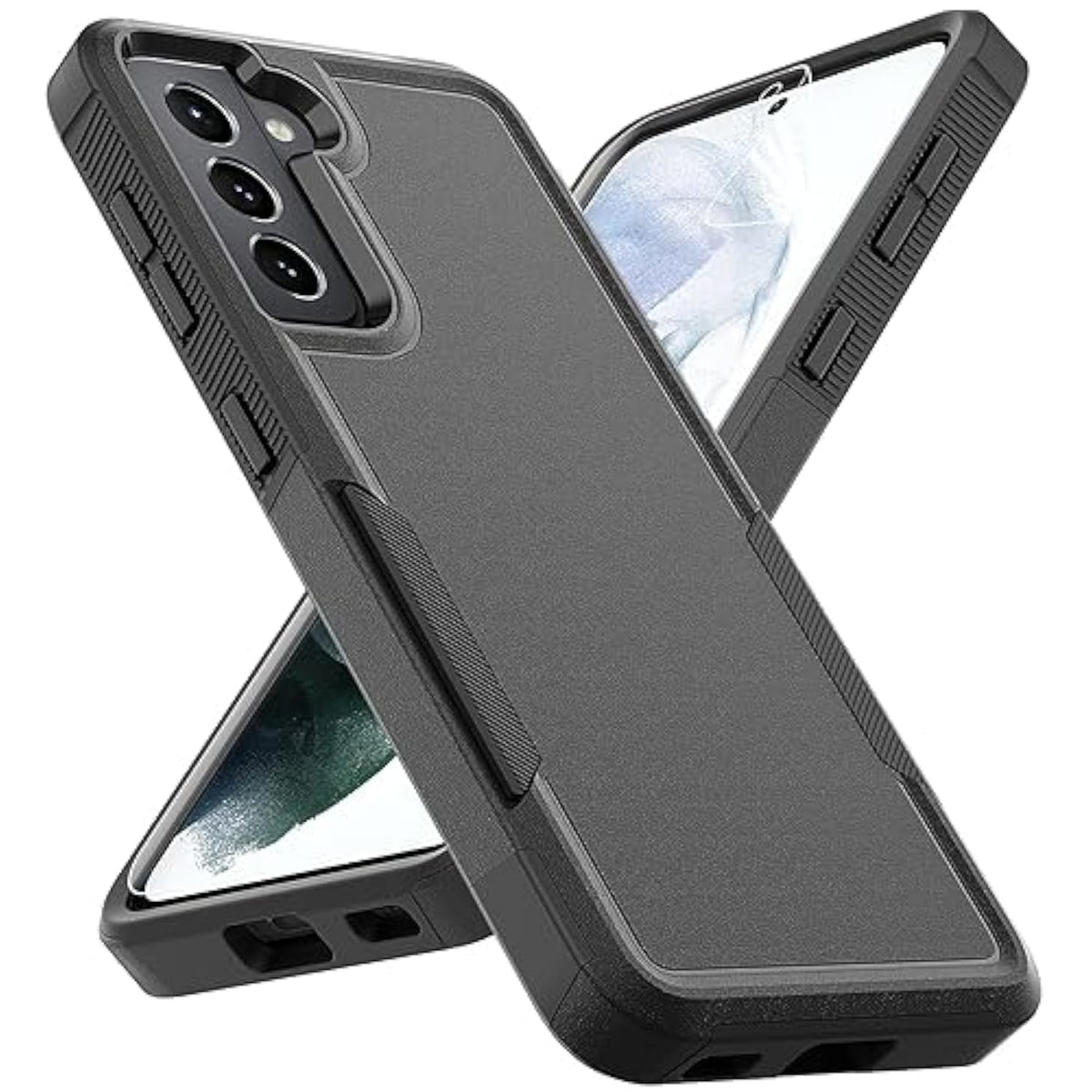 For Samsung Galaxy S21 Case: Dual Layer Protective Heavy Duty Cell Phone Cover Shockproof Rugged With Screen Protector - Military Protection Bumper Tough - Samsung Galaxy S21 5G 2021, 6.2 Inch, Black