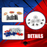 Spider Cake Topper With Spiders Webs Balls Stars Building Happy Birthday Cake Decorations For Boys Men Birthday Party Baby Shower Supplies