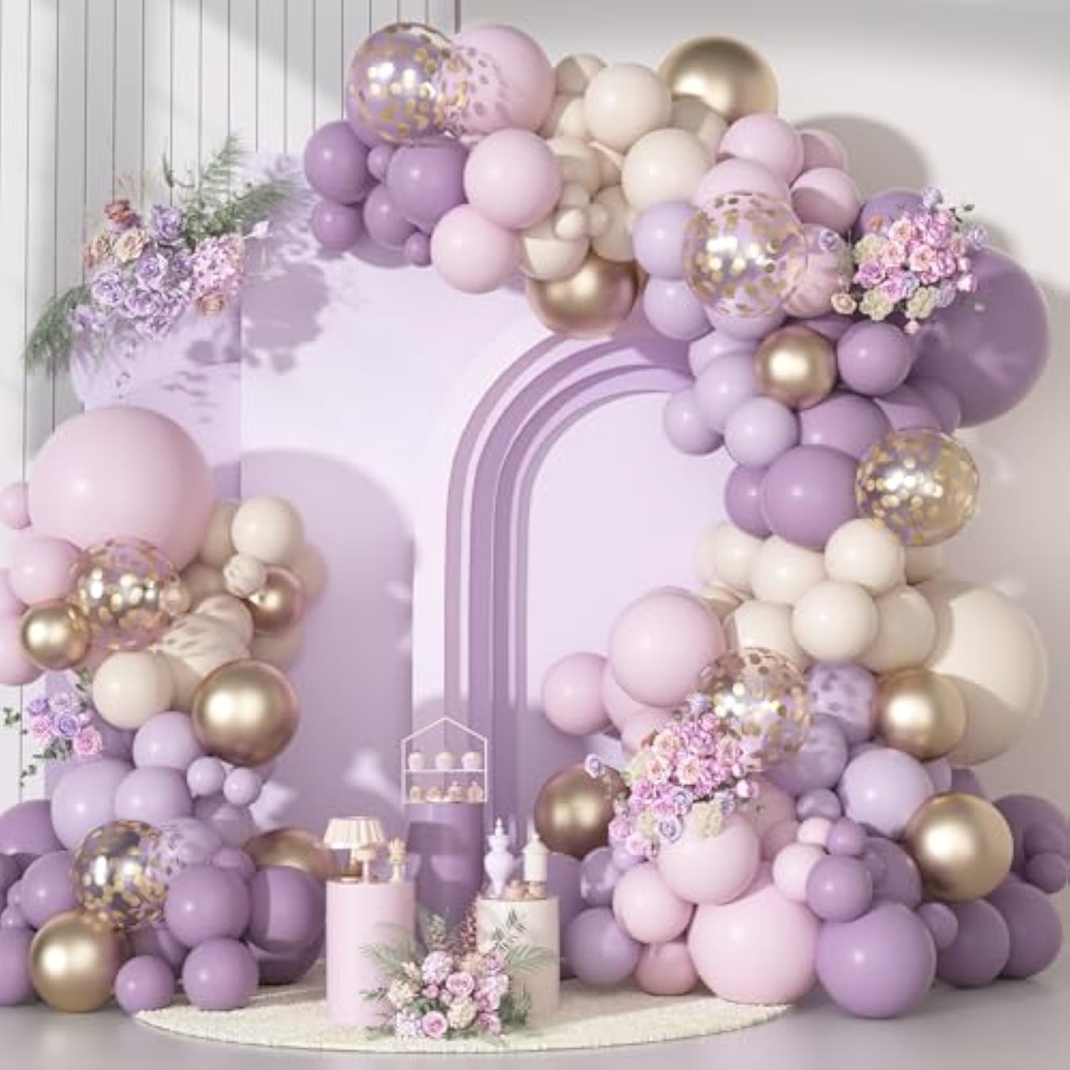 Dusty Purple Balloon Arch Kit 130 Lavender, Pink & Rose Gold Balloons for Party Decor