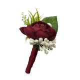 6 Pieces/Lot Groom Boutonniere Man Buttonholes Diy Wedding Artificial False Flowers Party Decoration (Wine Red)