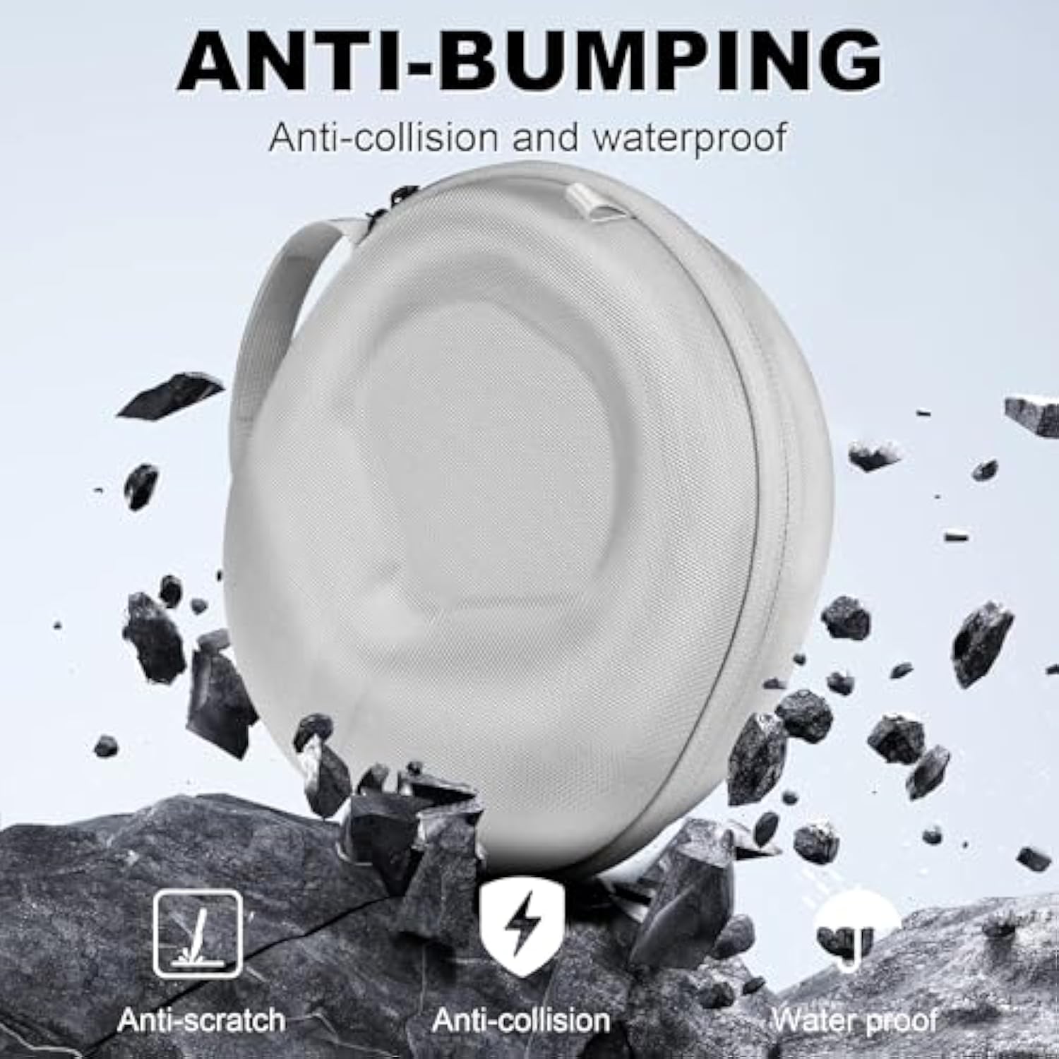 Hard Organizer Portable Carry Travel Case For Airpods Max, For Sony & Audio-Technica Headphones – Shockproof, Waterproof & Durable Protection,Grey - Medium