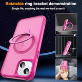 Compatible With Iphone 15 Plus Case With Invisible Magnetic O-Ring Stand Military-Grade Translucent Case For Iphone 15 Plus 6.7" [Compatible With Mag-Safe][Great Grip Feeling], Rose