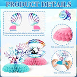 Mermaid Theme Party Decorations,9 Pcs Mermaid Centerpieces For Tables Honeycomb Centerpieces 3D Mermaid Theme Party Decor Supplies Boys Girls