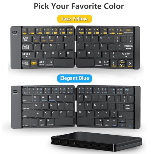 Foldable Bluetooth Keyboard - Portable Keyboard With Storage Bag, Rechargeable Full Size Ultra Slim Compatible Ios Android Windows Smartphone Tablet And Laptop(Keyboard+Bag)