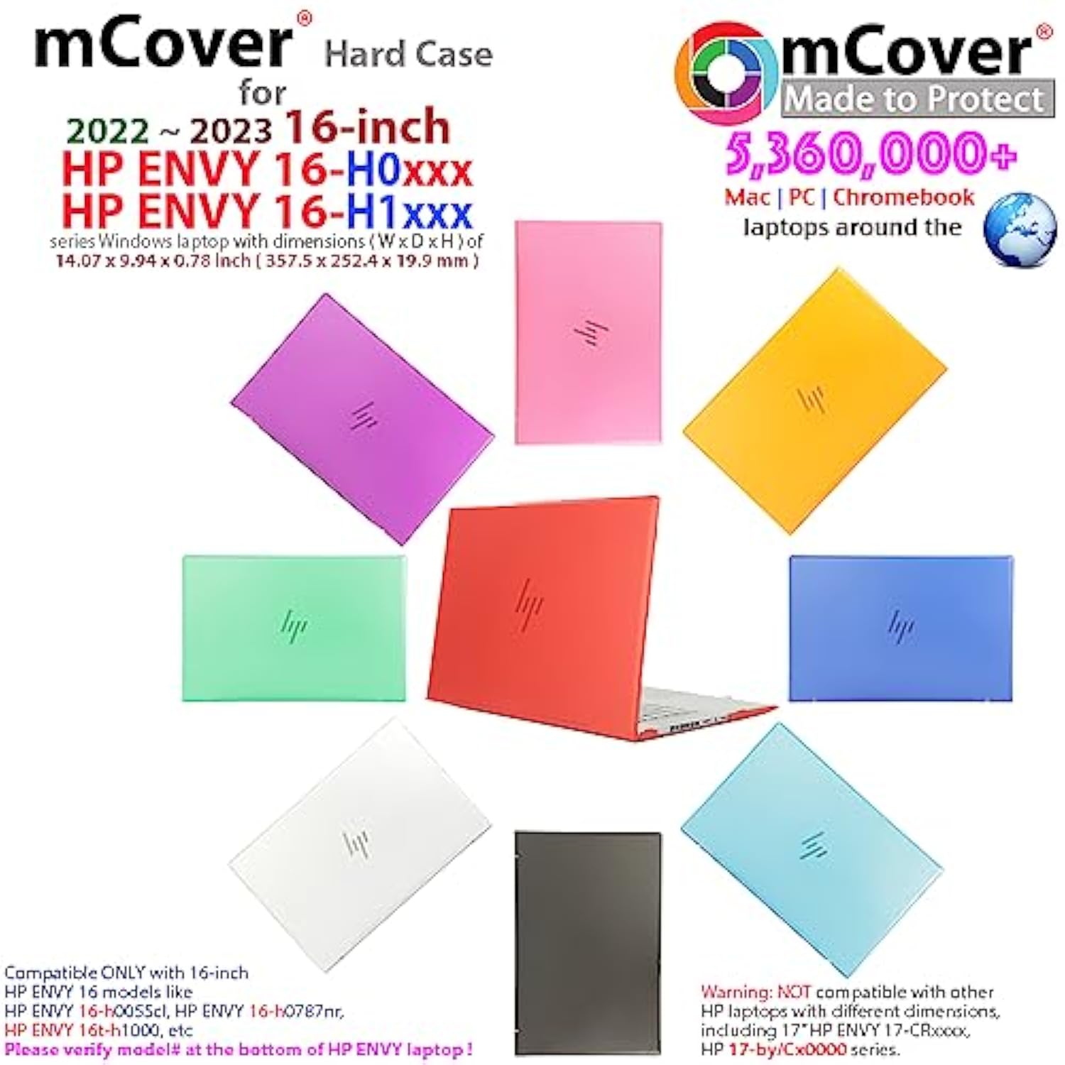 mCover Case Compatible ONLY for 2022~2023 16-inch HP Envy 16-H0xxx / 16-H1000 Series Windows Notebook PC (NOT Fitting Any Other HP Models) - Green