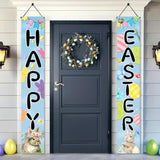 Easter Bunny Porch Banner, Carrot & Egg Front Door Decoration, Spring Welcome Flag For Outdoor Home Decor